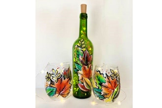 Paint Nite: Choose Fall Leaves Bottle OR Wine Glasses